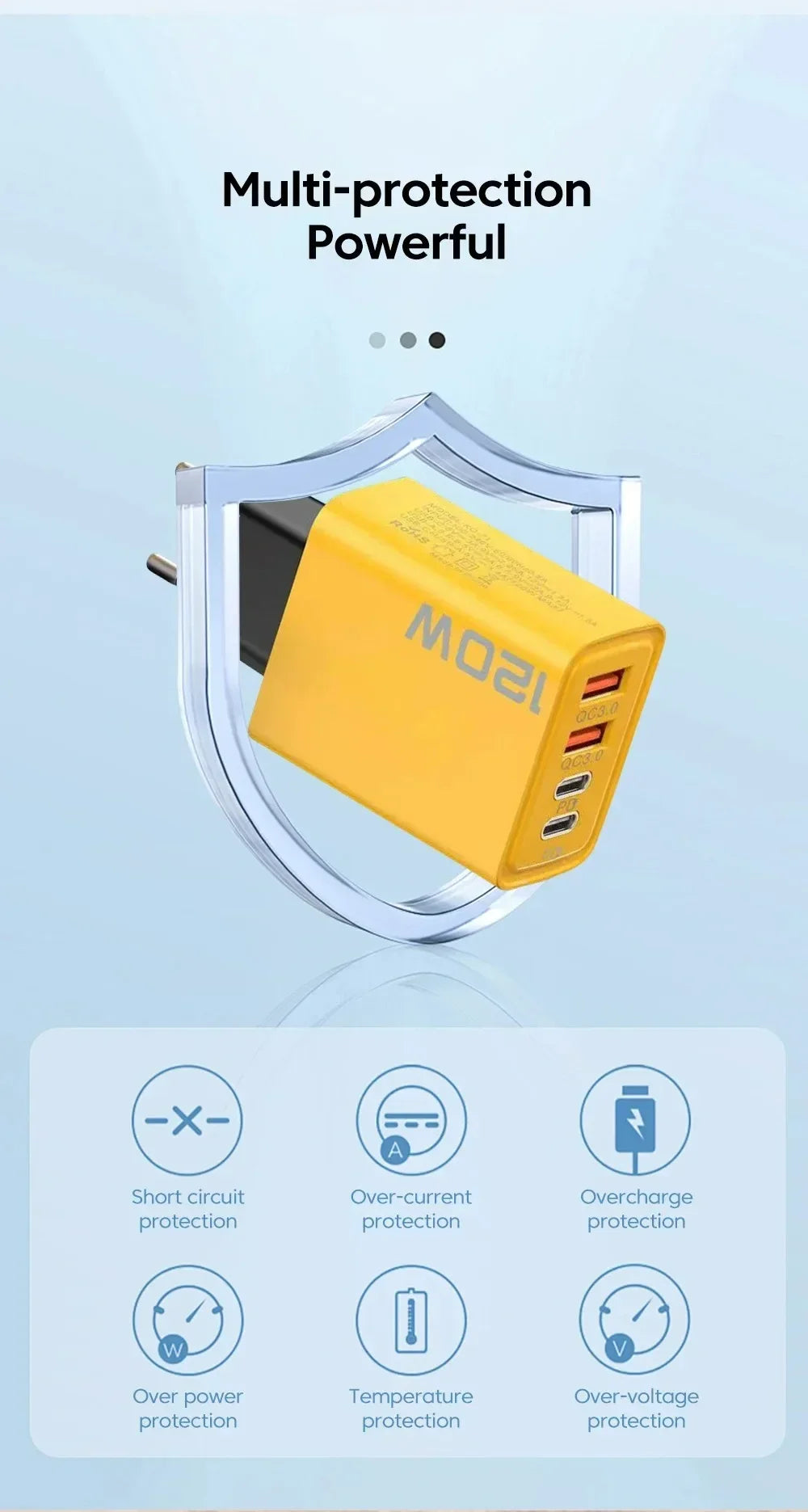 Quick Charge 3.0 Fast Charger Muti Total 120W .