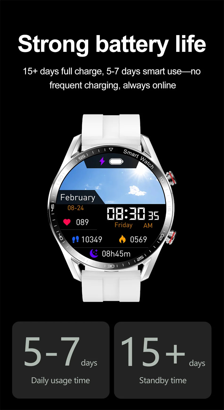 Smart Watch Men Multi-Sport Mode Heart Rate Health Monitoring Waterproof Business Smartwatch