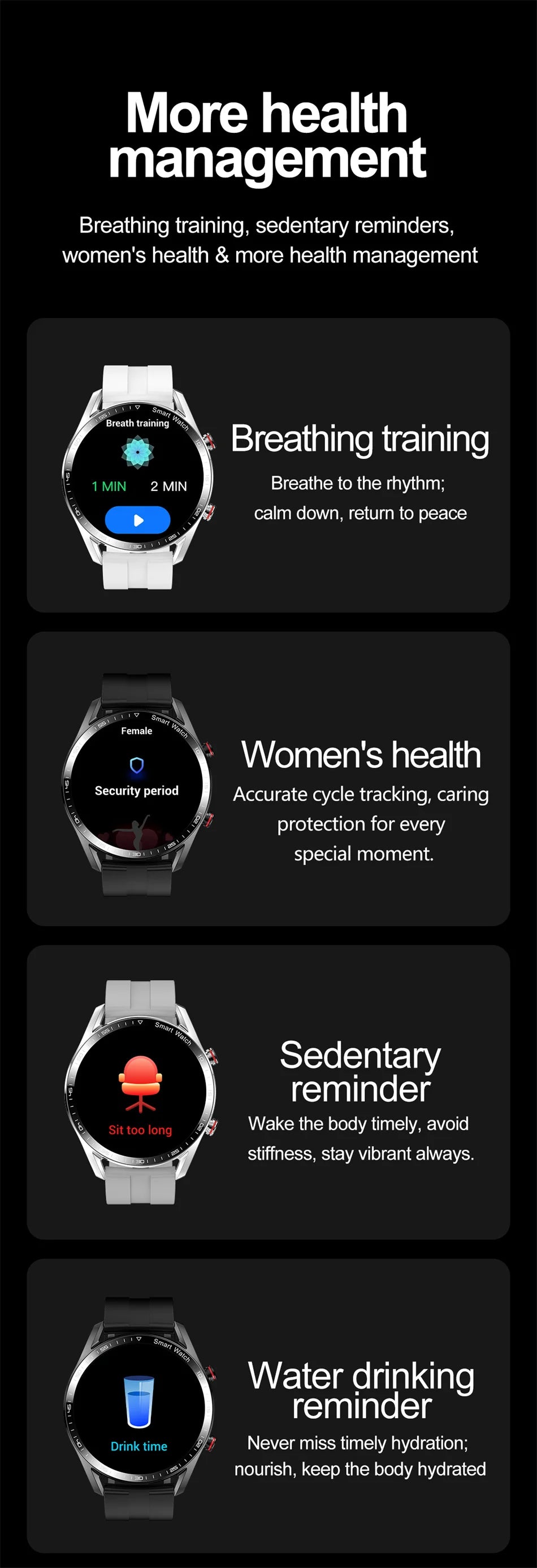 Smart Watch Men Multi-Sport Mode Heart Rate Health Monitoring Waterproof Business Smartwatch