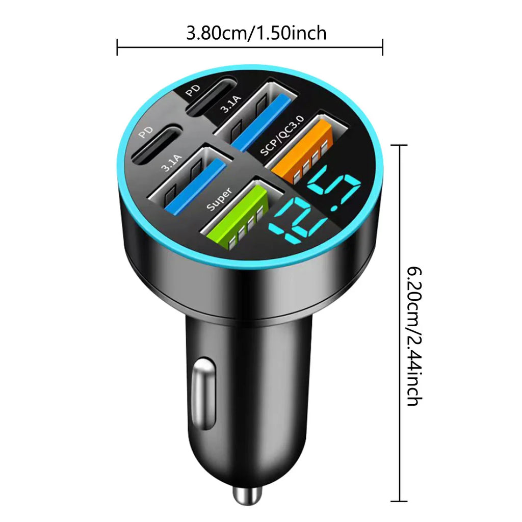 Car Charge Pro 6 Ports USB Super-Fast Charging .