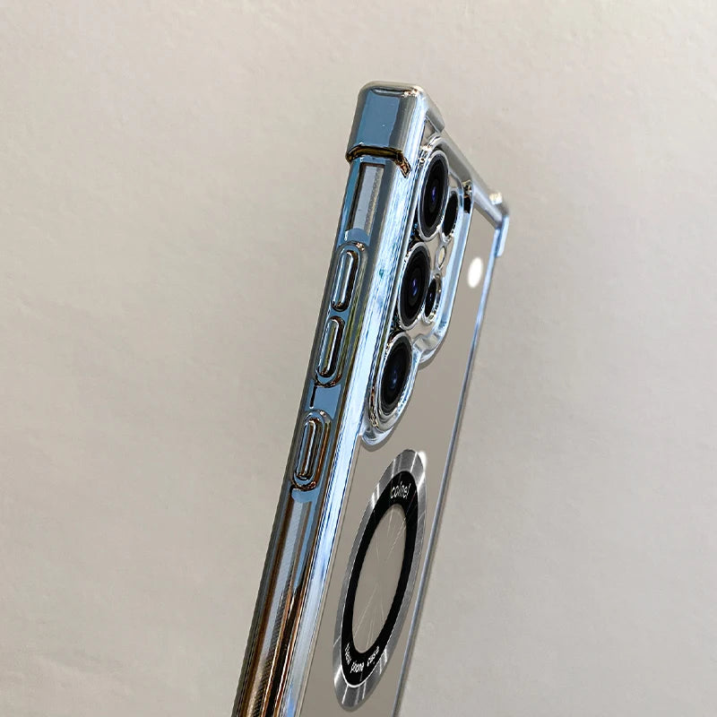 Luxury Plating Magnetic Wireless Charge Case for Samsung S25 S24 .