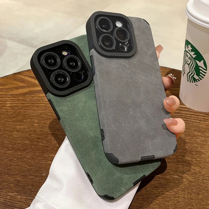 Leather Silicone Case For iPhone 14 Plus 12 13 Mini 11 16 15 Pro Max 17 ProMax