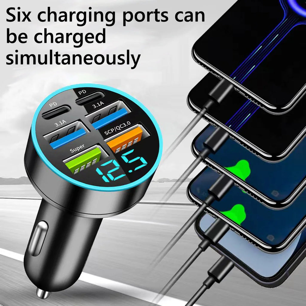 Car Charge Pro 6 Ports USB Super-Fast Charging .
