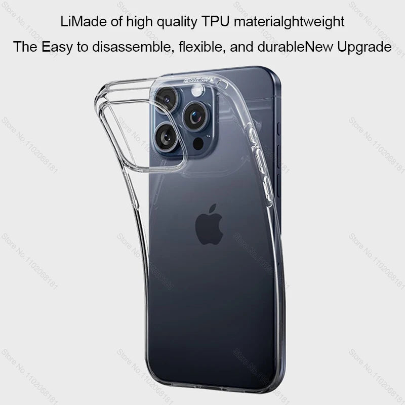 Original Clear Silicone Phone Case For Apple iPhone 15 13 12 11 14 Pro Max