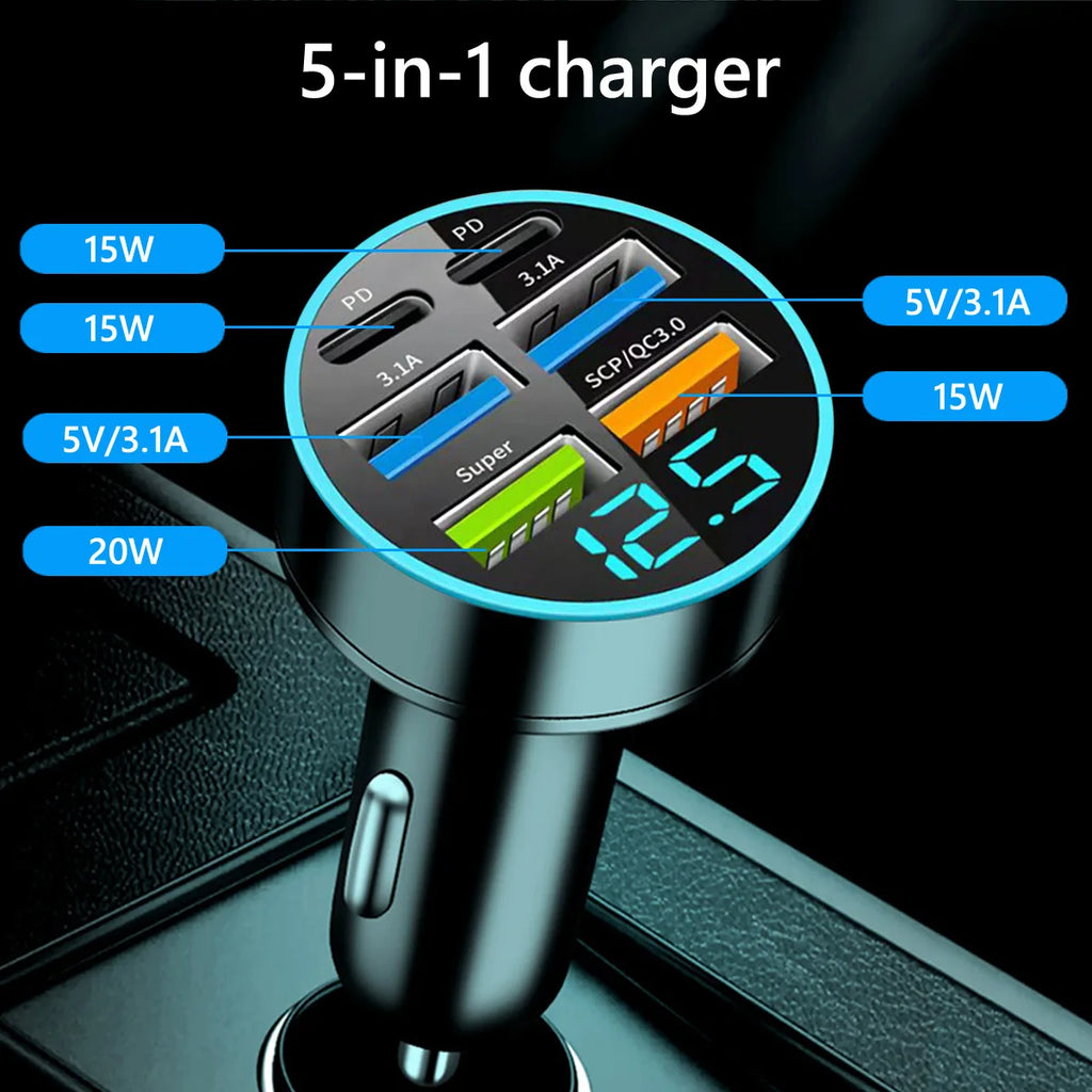 Car Charge Pro 6 Ports USB Super-Fast Charging .