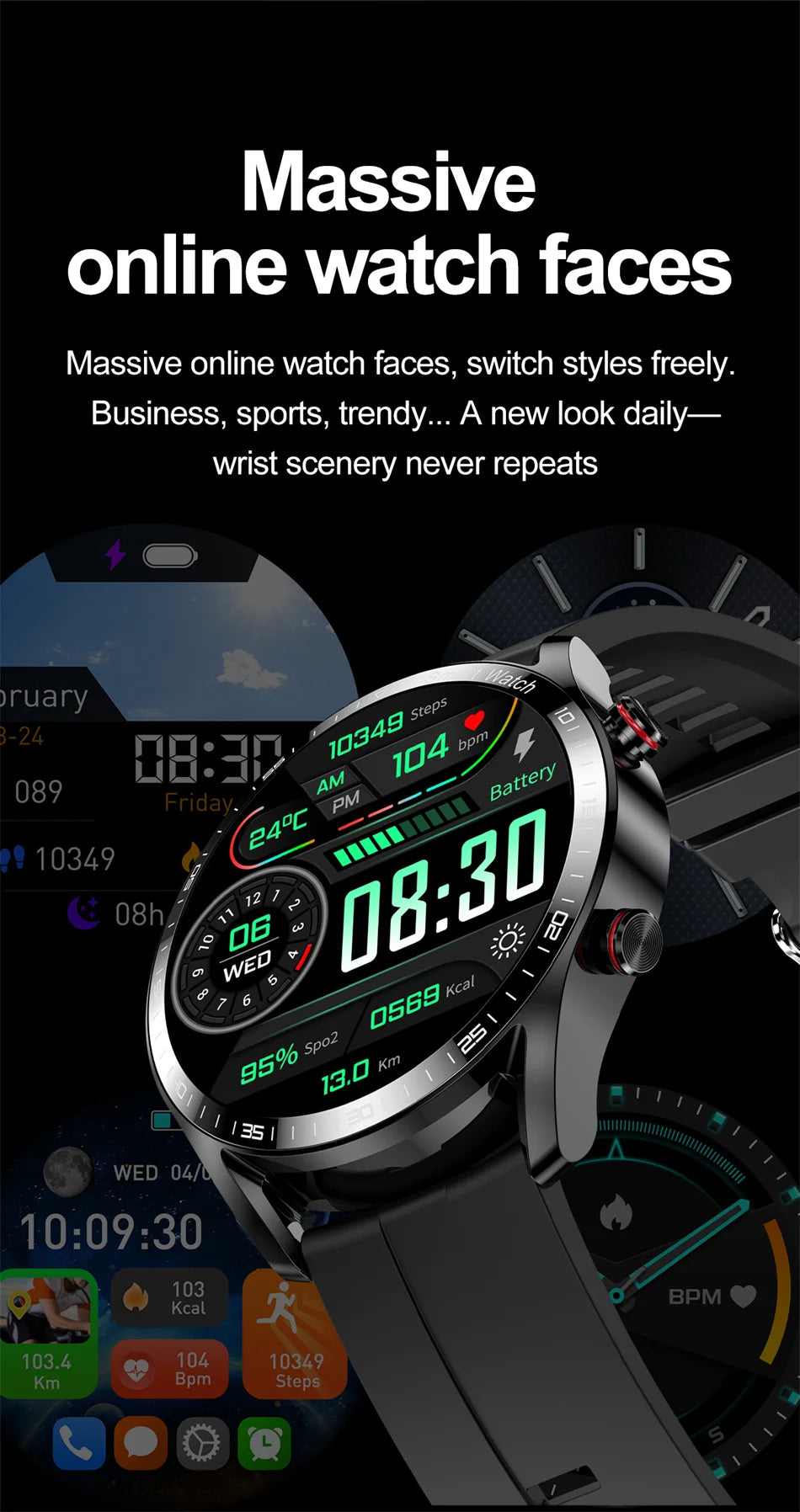 Smart Watch Men Multi-Sport Mode Heart Rate Health Monitoring Waterproof Business Smartwatch