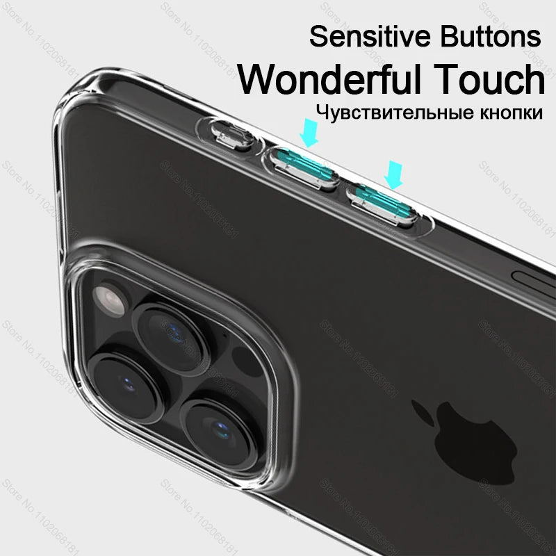 Original Clear Silicone Phone Case For Apple iPhone 15 13 12 11 14 Pro Max