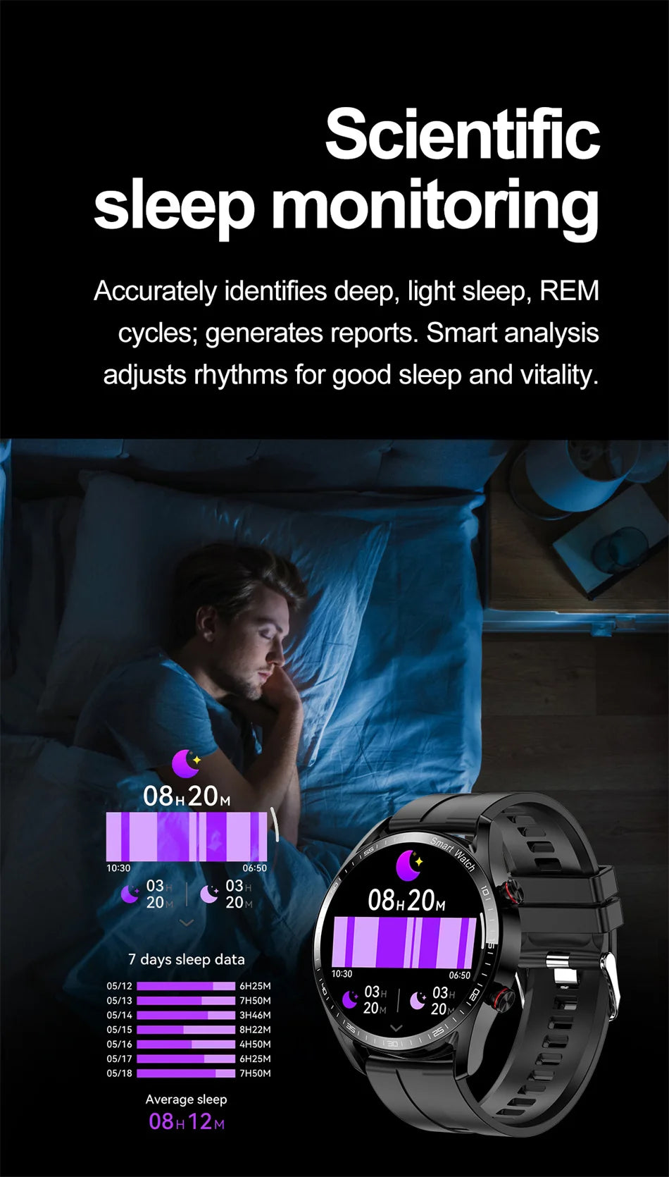 Smart Watch Men Multi-Sport Mode Heart Rate Health Monitoring Waterproof Business Smartwatch