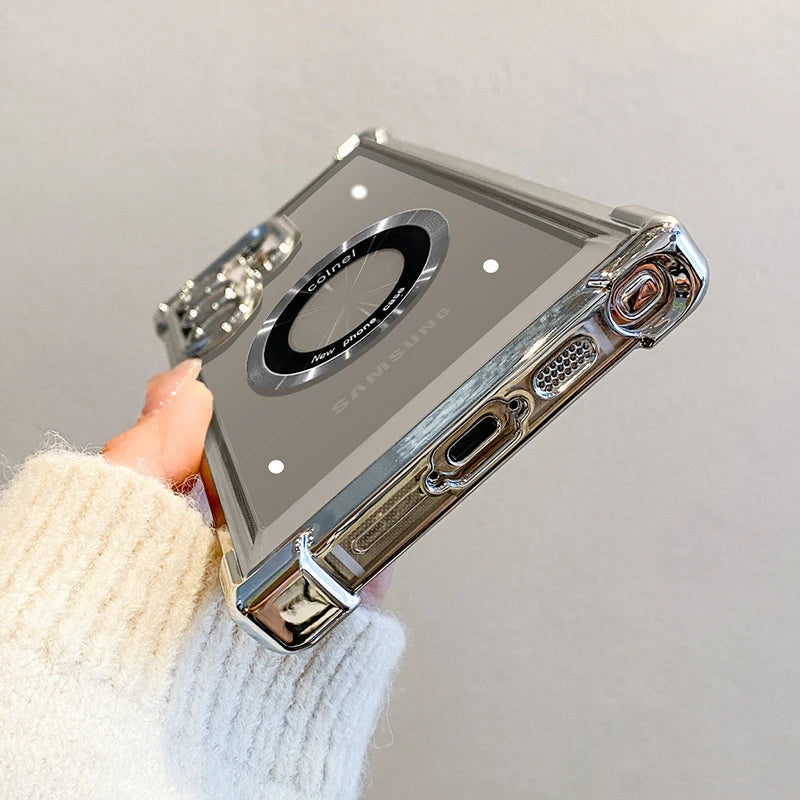 Luxury Plating Magnetic Wireless Charge Case for Samsung S25 S24 .